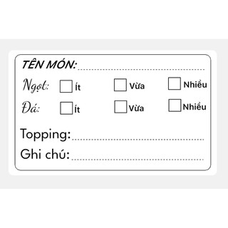 Set 100 tem trà sữa in sẵn size 50mm x 30mm