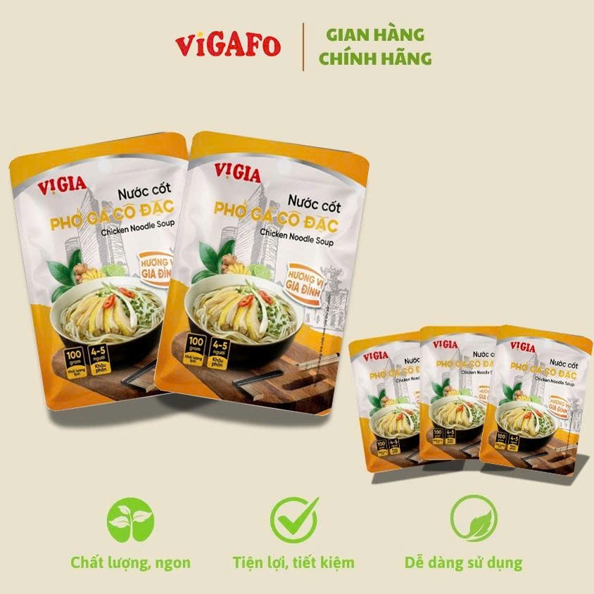 Nước Cốt Phở Gà VIGAFO 100g, an toàn - thơm ngon - chuẩn vị, bí quyết nấu ăn cho mọi gia đình Việt.
