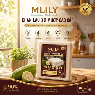 MLILY Khăn Lau Xơ Mướp Tự Nhiên 10 Khăn/Gói, Lau Bếp Siêu Sạch, Thấm Hút Tốt, Tái Sử Dụng Bền Bỉ