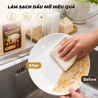 MLILY Khăn Lau Xơ Mướp Tự Nhiên 10 Khăn/Gói, Lau Bếp Siêu Sạch, Thấm Hút Tốt, Tái Sử Dụng Bền Bỉ