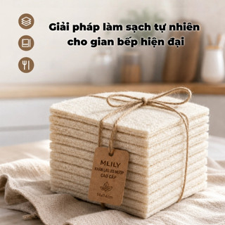 MLILY Khăn Lau Xơ Mướp Tự Nhiên 10 Khăn/Gói, Lau Bếp Siêu Sạch, Thấm Hút Tốt, Tái Sử Dụng Bền Bỉ