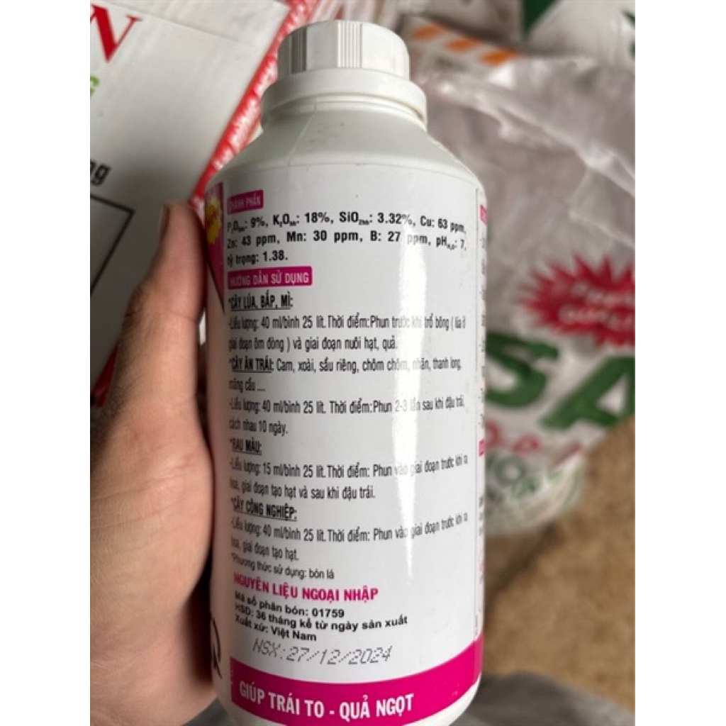 Kali Silic Đầu Bò Chai 500ml- Hỗ trợ cứng cây đứng lá