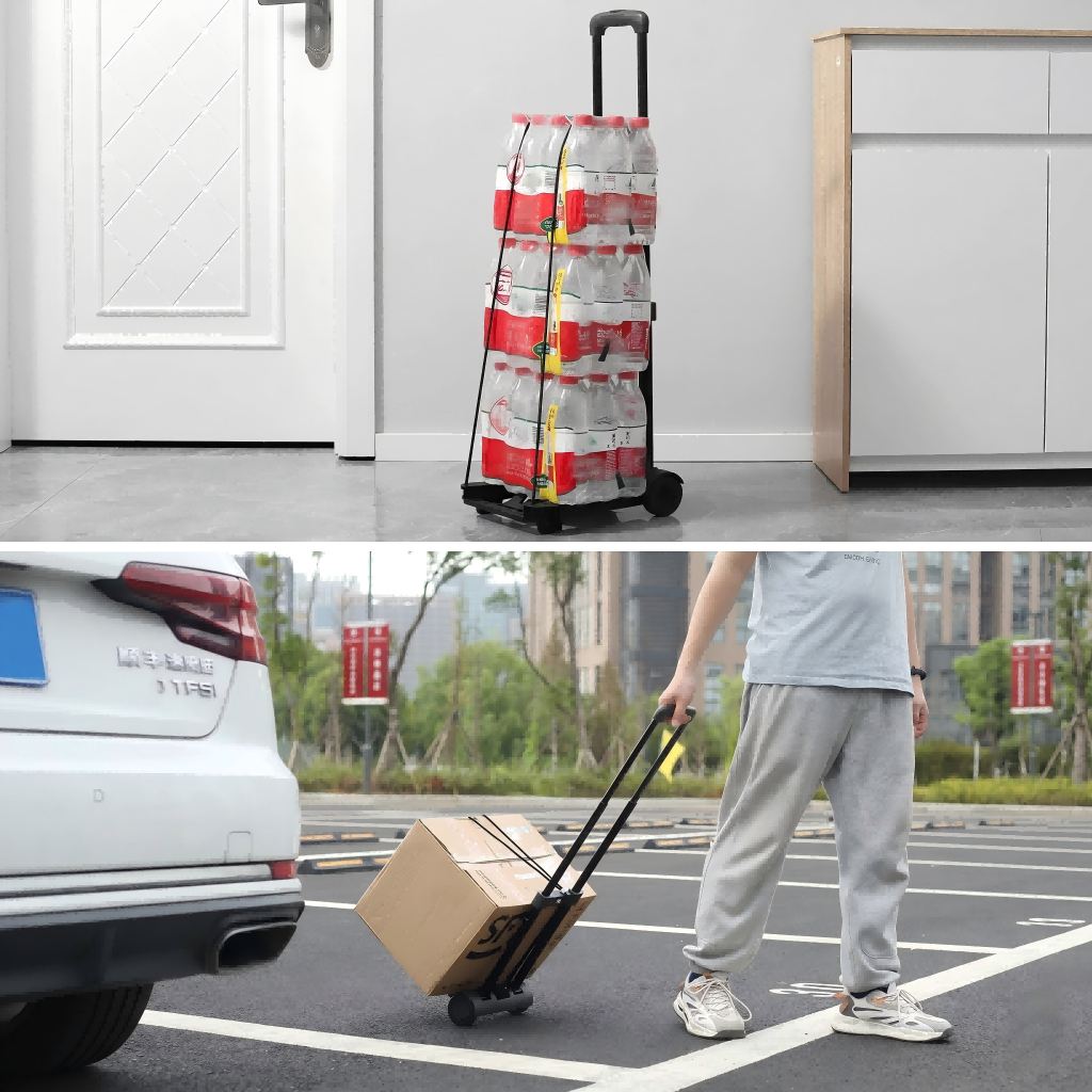 xe kéo đồ gấp gọn thông minh xe đẩy đi chợ mini chống đau lưng chịu lực 150kg khung gia cố chắc chắn bỏ vừa balo