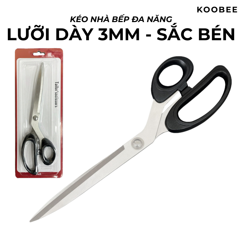 Kéo Thịt Nướng & Kéo Nhà Bếp Đa Năng KOOBEE – Inox Chống Gỉ, Cắt Gà, Cắt Thịt, Lưỡi Dày 3mm 385