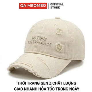( SALE HÈ ) Mũ Lưỡi Trai BE Mài Rách Thêu Chữ Nổi, Nón Form Cứng Dày Dặn, Vành Rộng Trẻ Trung Unisex Phong Cách GenZ