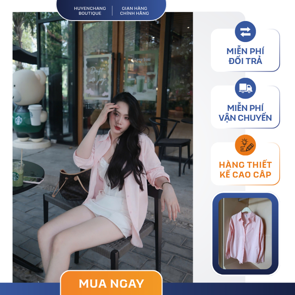 ÁO SƠ MI TAY DÀI THÊU NGỰA FREESIZE Form Rộng Basic Hàn Quốc thanh lịch, Dễ Phối Đi Làm Đi Chơi - HuyenChang Boutique