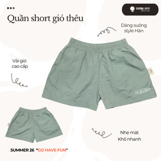 SS26 Quần short đùi trẻ em vải gió thêu COURTSIDE cạp chun size 14-38KG style Hàn Quốc | Dương Oyy D010426243