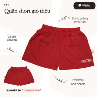 SS26 Quần short đùi trẻ em vải gió thêu COURTSIDE cạp chun size 14-38KG style Hàn Quốc | Dương Oyy D010426243