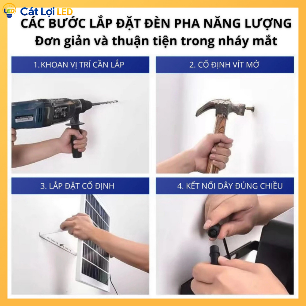 Bộ đèn pha năng lượng mặt trời 100W 200W 300W 500W, đèn pha nâng cấp, bảo hành 2 năm - CTMLights