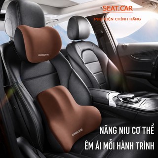 ✈️[Freeship] Gối tựa ô tô mẫu mới lõi cao su non + vỏ cotton thoáng khí