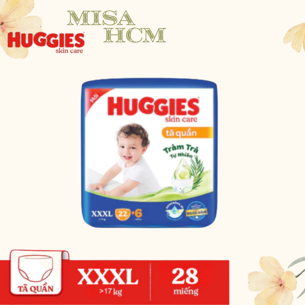 [Mẫu mới] Tã quần Huggies Skincare Mega Jumbo M106/L96+8/XL84+4/XXL76+4 với tràm trà dịu da