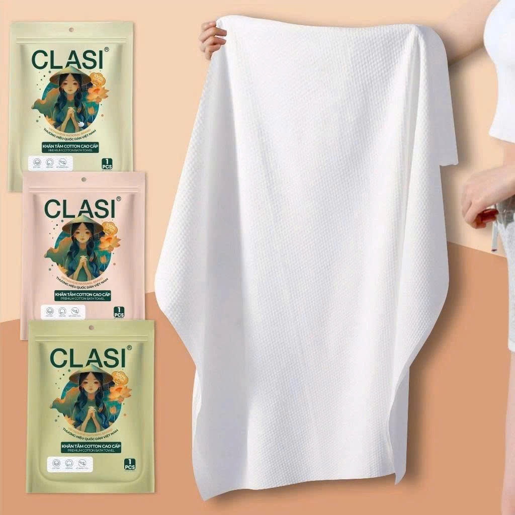 Khăn Tắm Cotton CLASI Cao Cấp Dùng Trong Gia Đình Du Lịch Mềm Mại Thấm Hút Tốt Phù Hợp Mọi Loại Da (70cmx140cm)