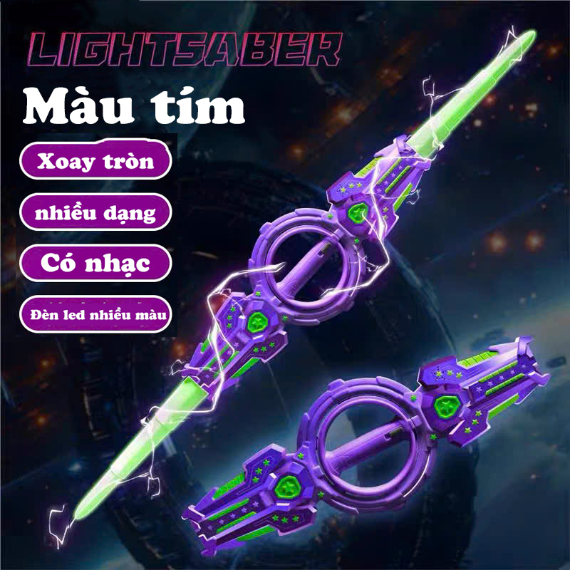 ( Pin Sạc ) Đồ chơi kiếm ánh sáng hai đầu Có thể xoay 360, Kiếm lazer nhựa phát sáng, cosplay siêu ngầu.