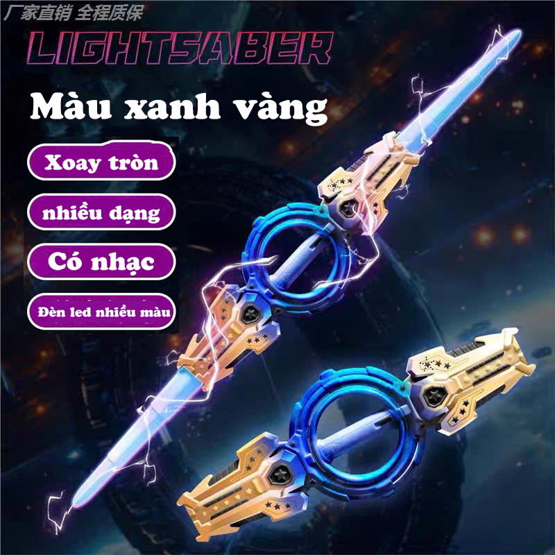 ( Pin Sạc ) Đồ chơi kiếm ánh sáng hai đầu Có thể xoay 360, Kiếm lazer nhựa phát sáng, cosplay siêu ngầu.