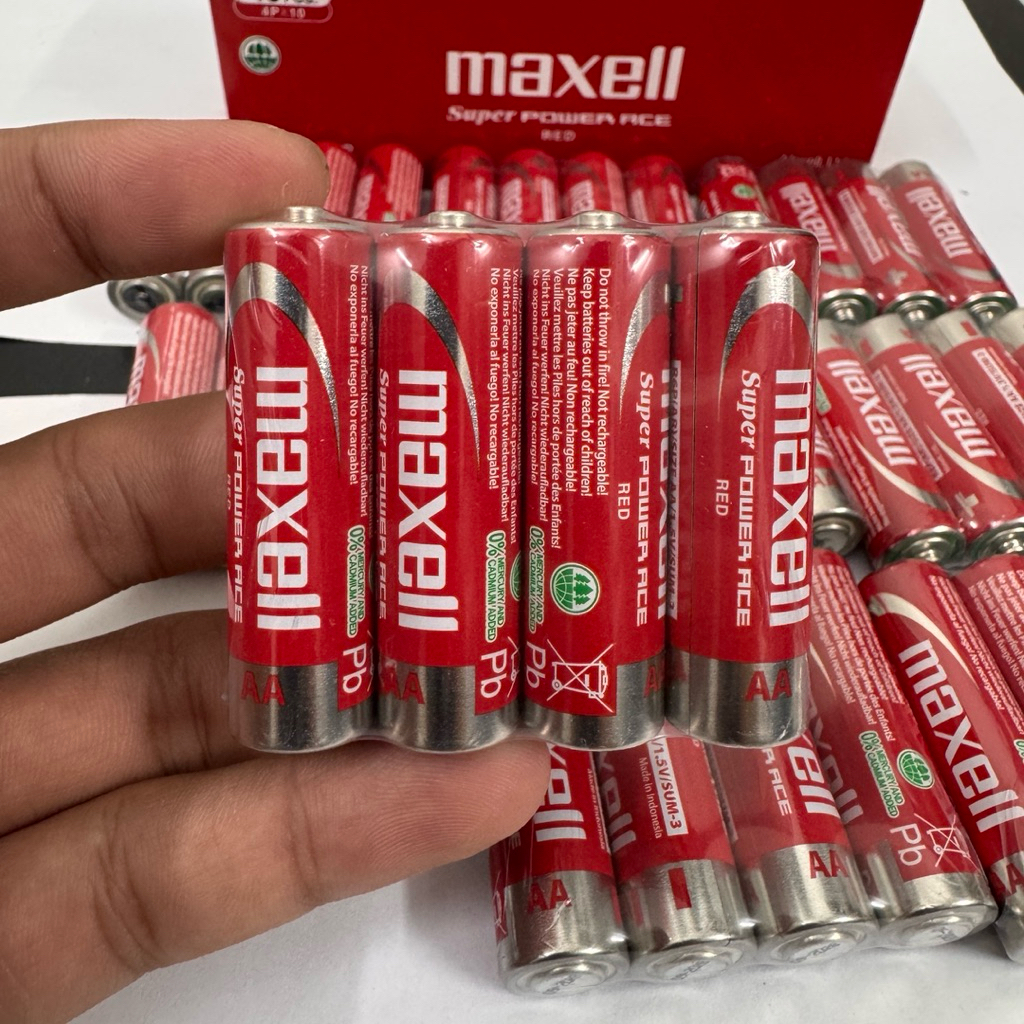 Pin AA Maxell Super Power Ace Red 1.5V Pin Tiểu AA Carbon Zinc Chính Hãng Dùng Remote Chuột Đồng Hồ Đồ Chơi Micro