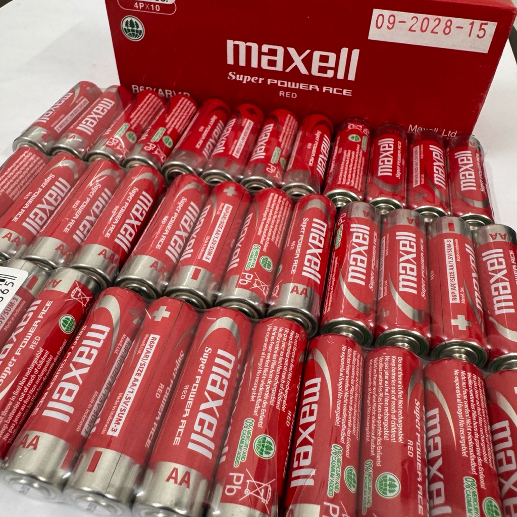 Pin AA Maxell Super Power Ace Red 1.5V Pin Tiểu AA Carbon Zinc Chính Hãng Dùng Remote Chuột Đồng Hồ Đồ Chơi Micro