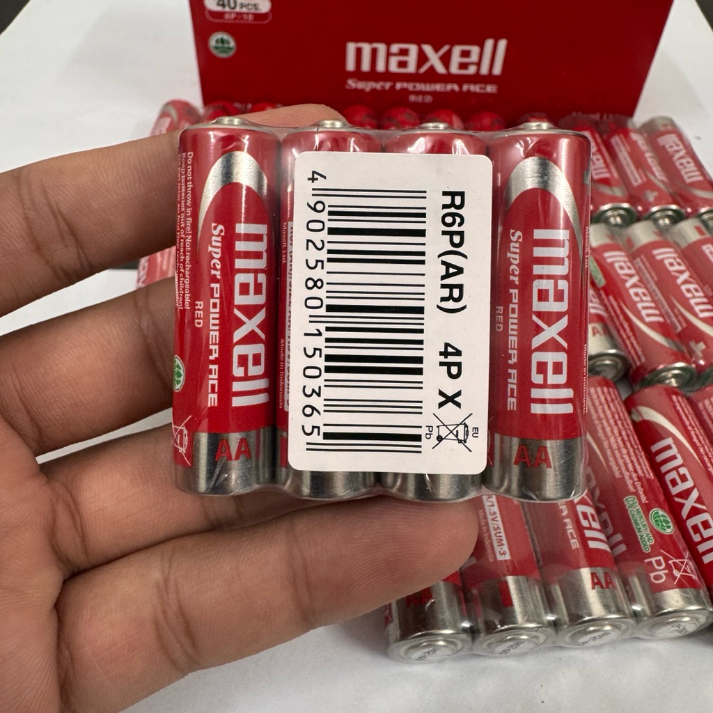 Pin AA Maxell Super Power Ace Red 1.5V Pin Tiểu AA Carbon Zinc Chính Hãng Dùng Remote Chuột Đồng Hồ Đồ Chơi Micro