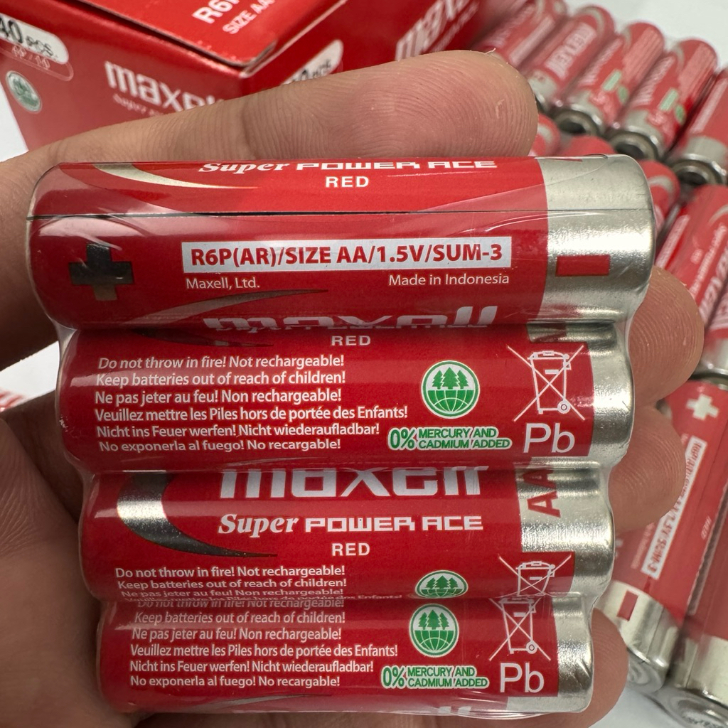Pin AA Maxell Super Power Ace Red 1.5V Pin Tiểu AA Carbon Zinc Chính Hãng Dùng Remote Chuột Đồng Hồ Đồ Chơi Micro