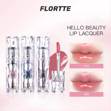 Son Tint Bóng Chống Dính FLORTTE Hello Beauty 2.6g - Chống Lem, Lâu Trôi, Bền Màu, Căng Bóng 8 Màu