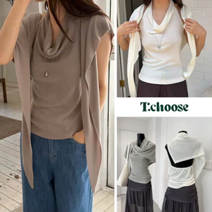Áo thun bao lỗ cổ đổ kèm khăn quàng 7099 TCHOOSE
