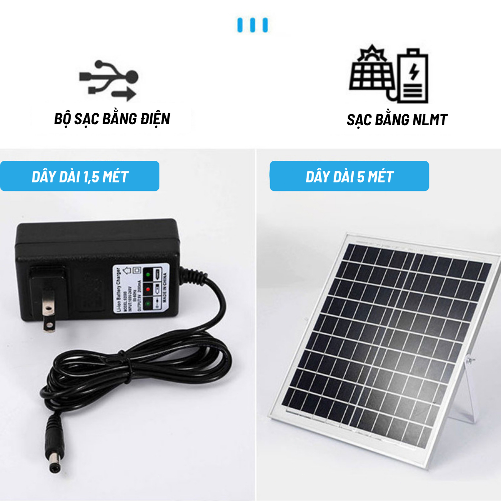 Quạt sạc tích điện năng lượng mặt trời tích hợp cổng sạc USB công suất 25W quạt không dây