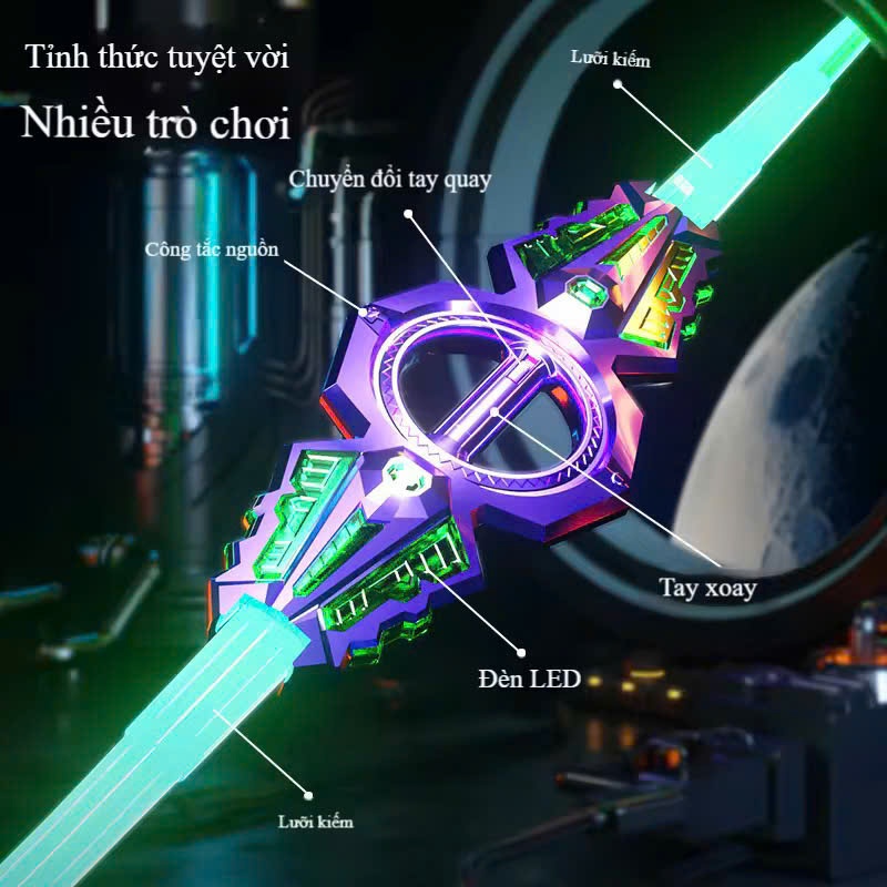 ( Pin Sạc ) Đồ chơi kiếm ánh sáng hai đầu Có thể xoay 360, Kiếm lazer nhựa phát sáng, cosplay siêu ngầu.