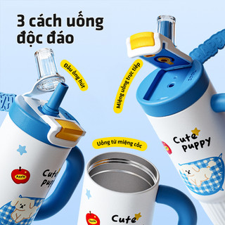 Ly giữ nhiệt Photres 800ml cốc nước văn phòng họa tiết cute dễ thương inox 316 bình nước giữ lạnh có quai xách 750ml