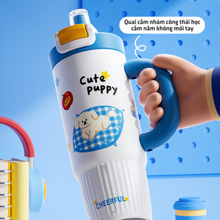 Ly giữ nhiệt Photres 800ml cốc nước văn phòng họa tiết cute dễ thương inox 316 bình nước giữ lạnh có quai xách 750ml