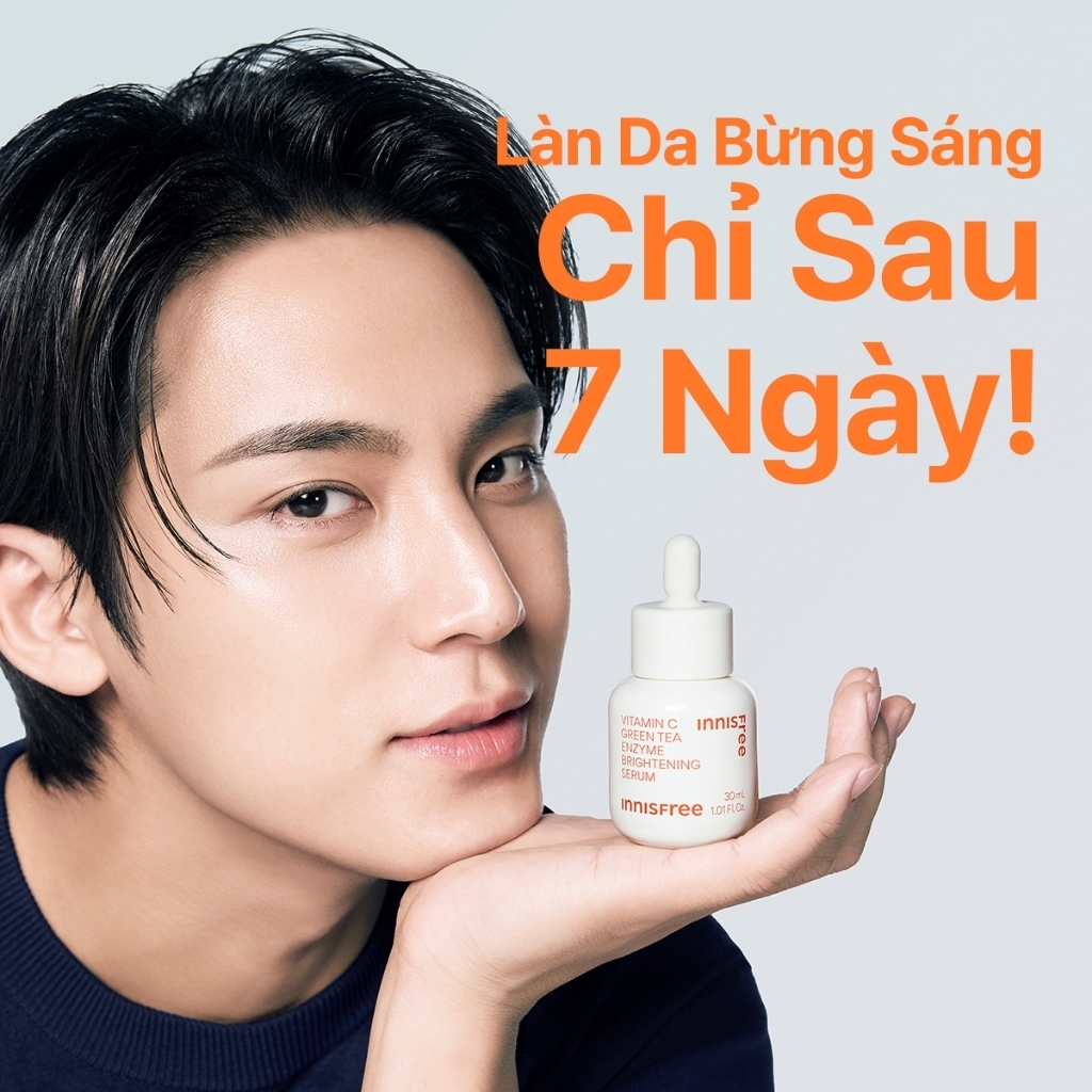 INNISFREE x Serum Vitamin C sáng da, mờ thâm mụn INNISFREE Green Tea Enzyme Brightening Serum 30ml