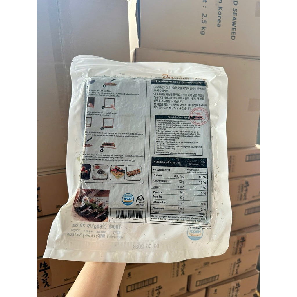 (NHẬP KHẨu CHÍNH HÃNG) Rong Biển/ Lá Kim Cuộn Cơm 100 Lá Kwook Hàn Quốc Dai Dễ Cuộn Cơm