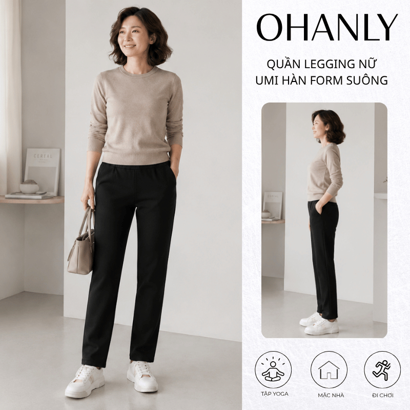 Quần Legging Nữ Trung Tuổi OHANLY – Quần Nữ Umi Hàn Form Suông Co Giãn Mặc Đi Chơi Đi Làm