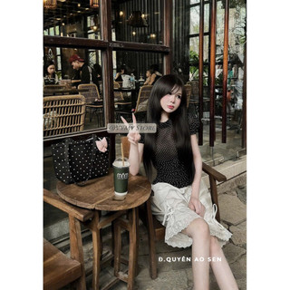 SET ÁO CHẤM BI MIX QUẦN LỬNG BÈO HOT HIT