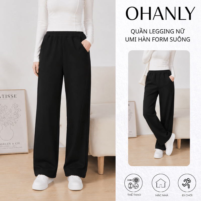 Quần Baggy Nữ OHANLY – Quần Nữ Umi Hàn Form Suông Co Giãn Tôn Dáng Mặc Đi Chơi Đi Làm