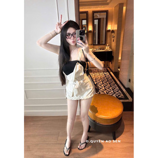 SET ÁO QUÂY NGỰC MIX VÁY YẾM VIỀN BÈO HOT HIT