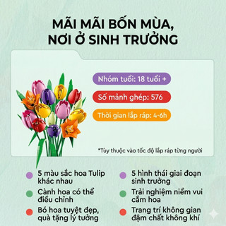 Đồ Chơi Mô Hình Bó Hoa Tulip 14 Bông - Thiết Kế Chi Tiết Dễ Lắp Ráp - Mô Hình Trưng Bày Cao Cấp