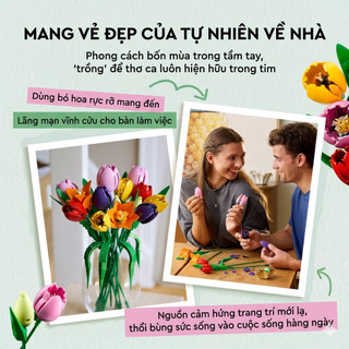 Đồ Chơi Mô Hình Bó Hoa Tulip 14 Bông - Thiết Kế Chi Tiết Dễ Lắp Ráp - Mô Hình Trưng Bày Cao Cấp