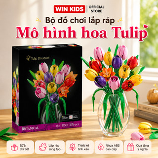 Đồ Chơi Mô Hình Bó Hoa Tulip 14 Bông - Thiết Kế Chi Tiết Dễ Lắp Ráp - Mô Hình Trưng Bày Cao Cấp