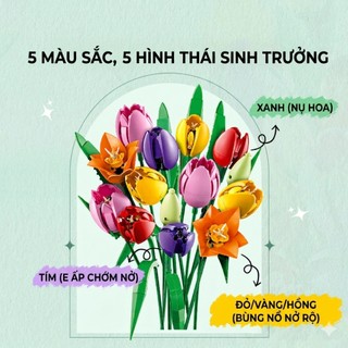 Đồ Chơi Mô Hình Bó Hoa Tulip 14 Bông - Thiết Kế Chi Tiết Dễ Lắp Ráp - Mô Hình Trưng Bày Cao Cấp