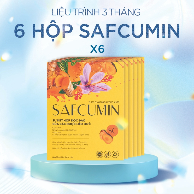 Combo 6 Hộp Nghệ Nano Curcumin Safcumin - bảo vệ dạ dày, tá tràng, giảm đau bụng, ợ hơi, ợ chua