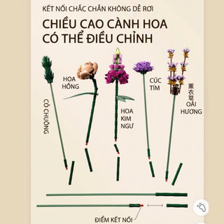 Đồ chơi mô hình lắp ráp bó hoa đa sắc - Thiết kế chi tiết dễ lắp ráp - Mô hình trưng bày cao cấp