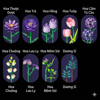 Đồ chơi mô hình lắp ráp bó hoa Cẩm tú cầu - Thiết kế chi tiết dễ lắp ráp - Mô hình trưng bày cao cấp