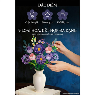 Đồ chơi mô hình lắp ráp bó hoa Cẩm tú cầu - Thiết kế chi tiết dễ lắp ráp - Mô hình trưng bày cao cấp