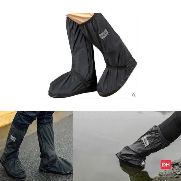 Ủng Đi Mưa Có Khoá Kéo 2 Lớp, Bọc Giày Đi Mưa Cổ Cao Chống Thấm 100% Trơn Trượt, Chất Liệu PVC Cao Cấp