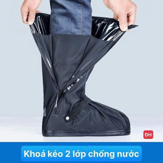 Ủng Đi Mưa Có Khoá Kéo 2 Lớp, Bọc Giày Đi Mưa Cổ Cao Chống  Thấm 100% Trơn Trượt, Chất Liệu PVC Cao Cấp