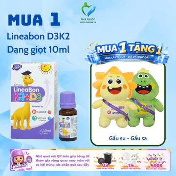 (KOL) Vitamin Lineabon k2 d3 bổ sung k2 d3 mk7 giúp tăng khả năng hấp thu canxi cho trẻ Lọ 10ml