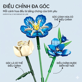 Đồ chơi mô hình lắp ráp bó hoa Blue Veil - Thiết kế chi tiết dễ lắp ráp - Mô hình trưng bày cao cấp