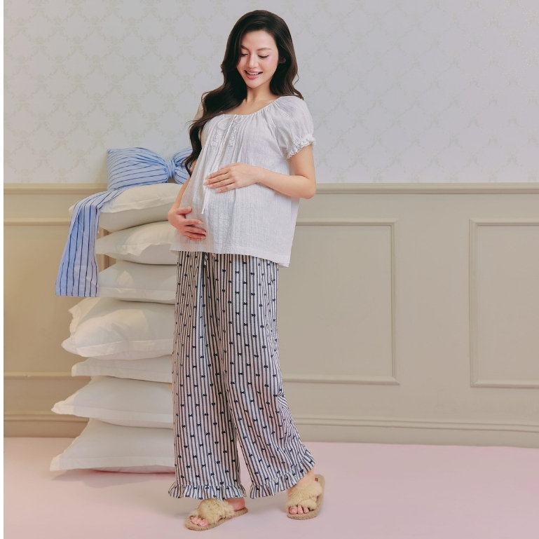 Bộ Mặc Nhà LUCIE Cho Bà Bầu Và Sau Sinh, Đồ Bầu Dáng Suông Rộng Che Bụng Hiệu Quả, Chất Liệu Mềm Mát - L'amme