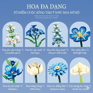 Đồ chơi mô hình lắp ráp bó hoa Blue Veil - Thiết kế chi tiết dễ lắp ráp - Mô hình trưng bày cao cấp