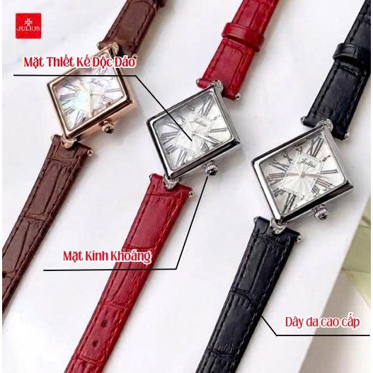 Đồng Hồ Nữ JA-1527 Julius Hàn Quốc Dây Da (3 Màu)