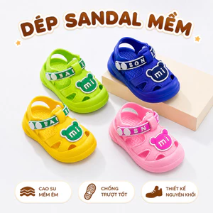 Dép sục cao su mũi rọ chống trượt gấu Mi cho bé trai bé gái ShinHome